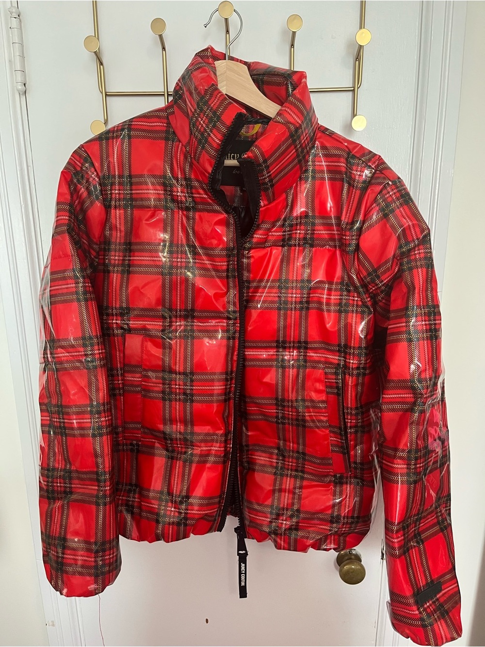 Juicy Couture Black Label - Red PVC Winter Coat